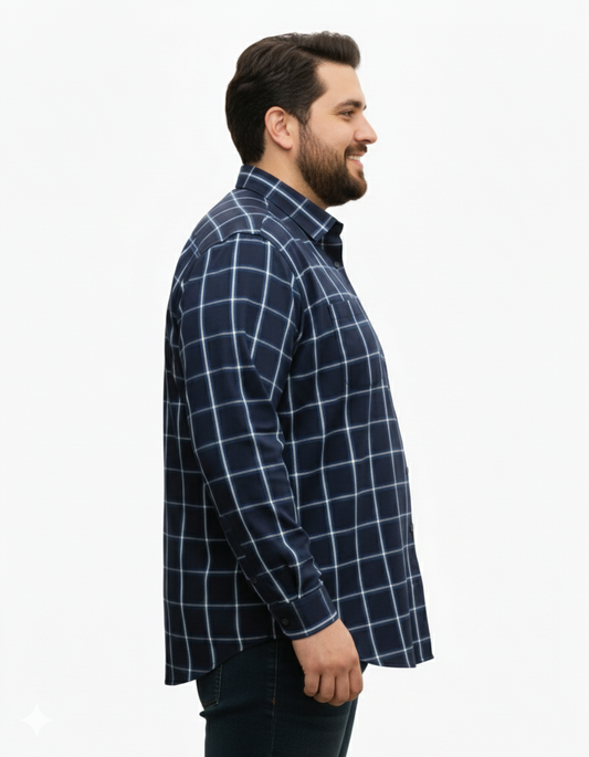 Dark navy blue bold check