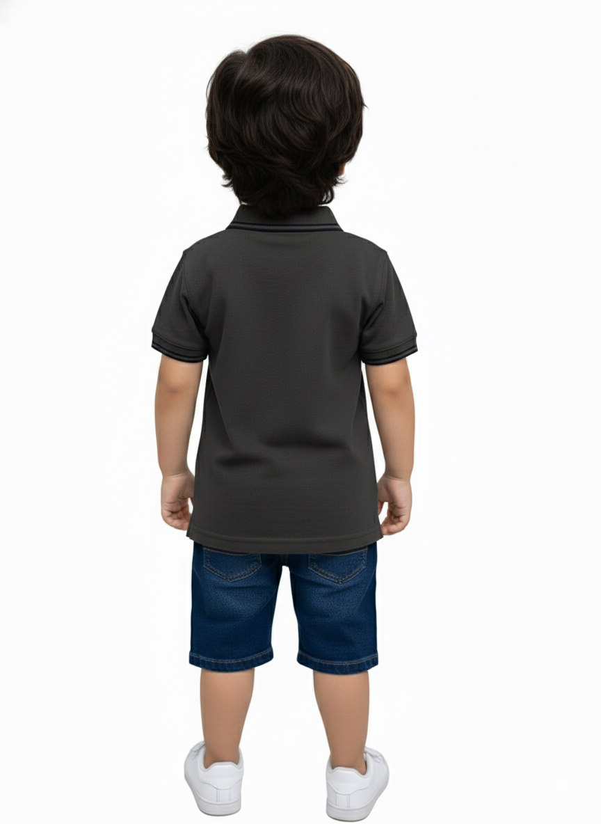 Boys Dark Grey Tommy Polo