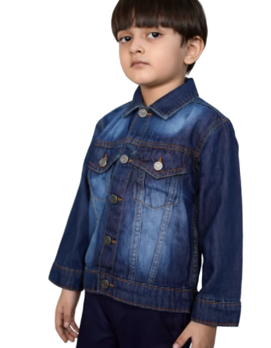 Cool & Charm Dark Blue Denim Jackets for kids