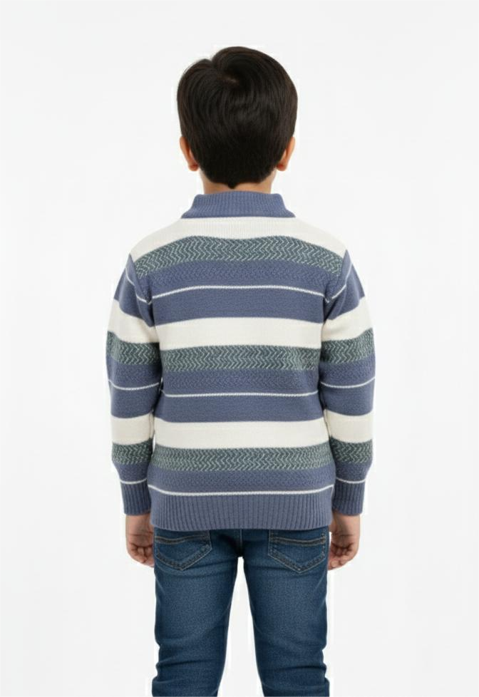 Cozy Striped Knit Blue Sweater for Kids