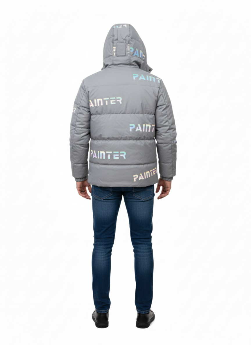 Men’s Silver Grey Panther Puffer Jacket