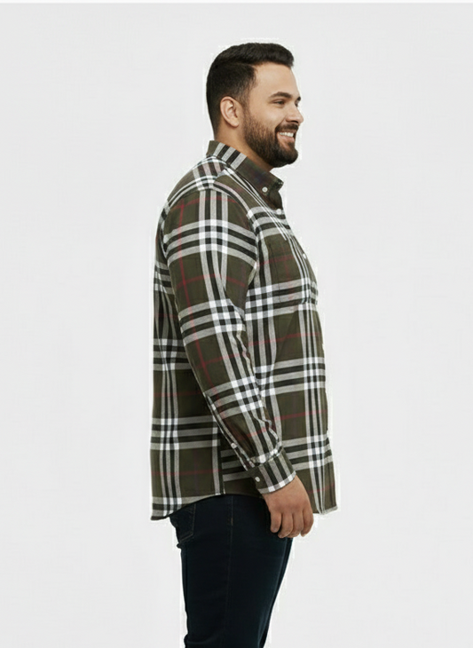 Big And Tall Comfortable Green Checkered Shirts