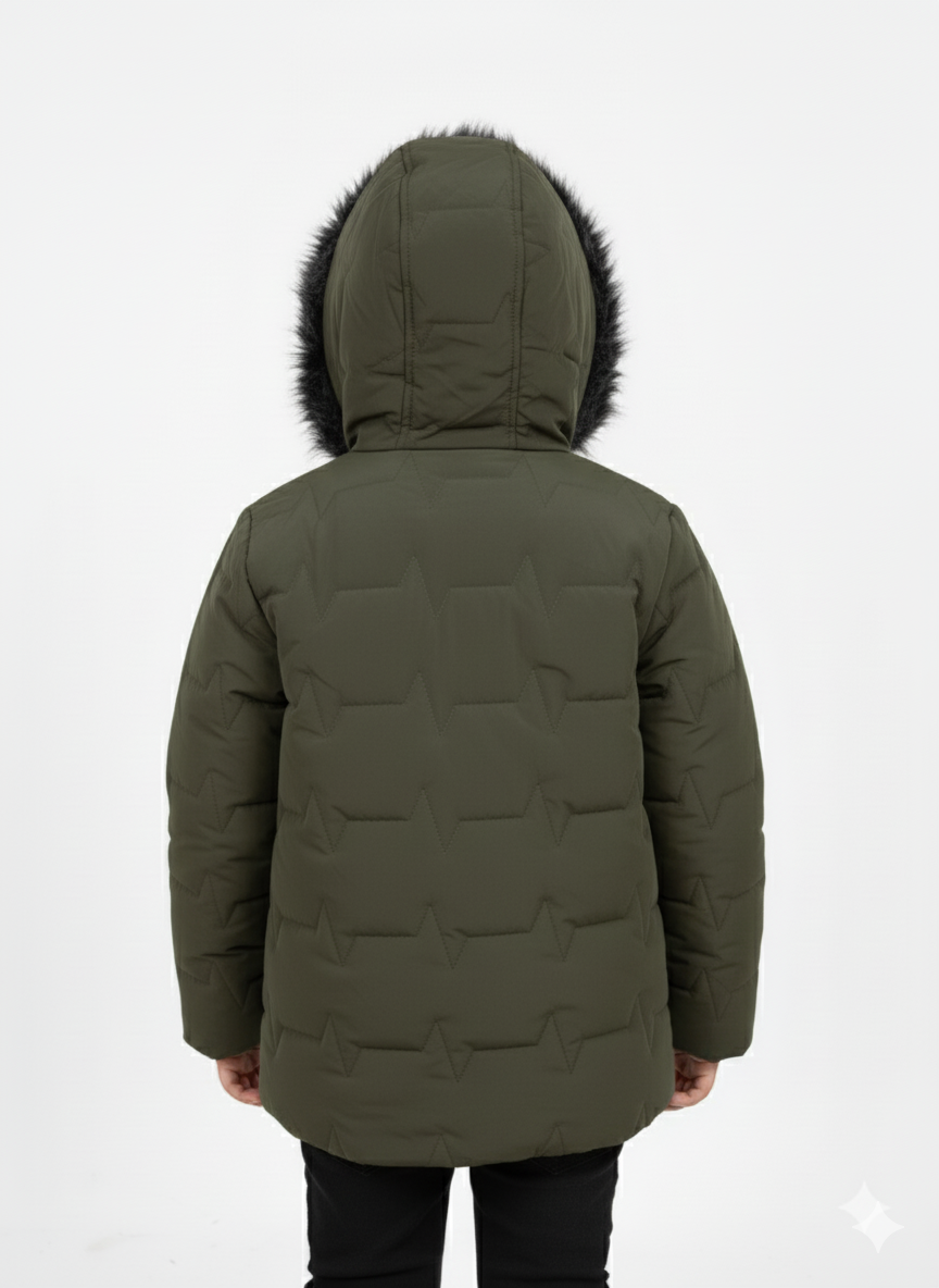 Kids Premium olive Green Puffer Jacket