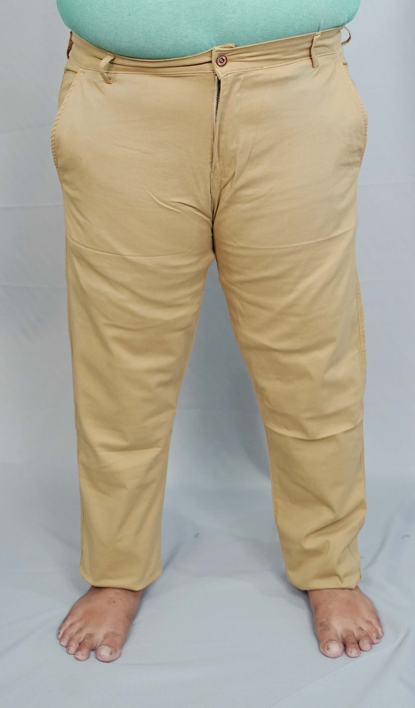 Men Khaki Brown Cotton Chinos Pants