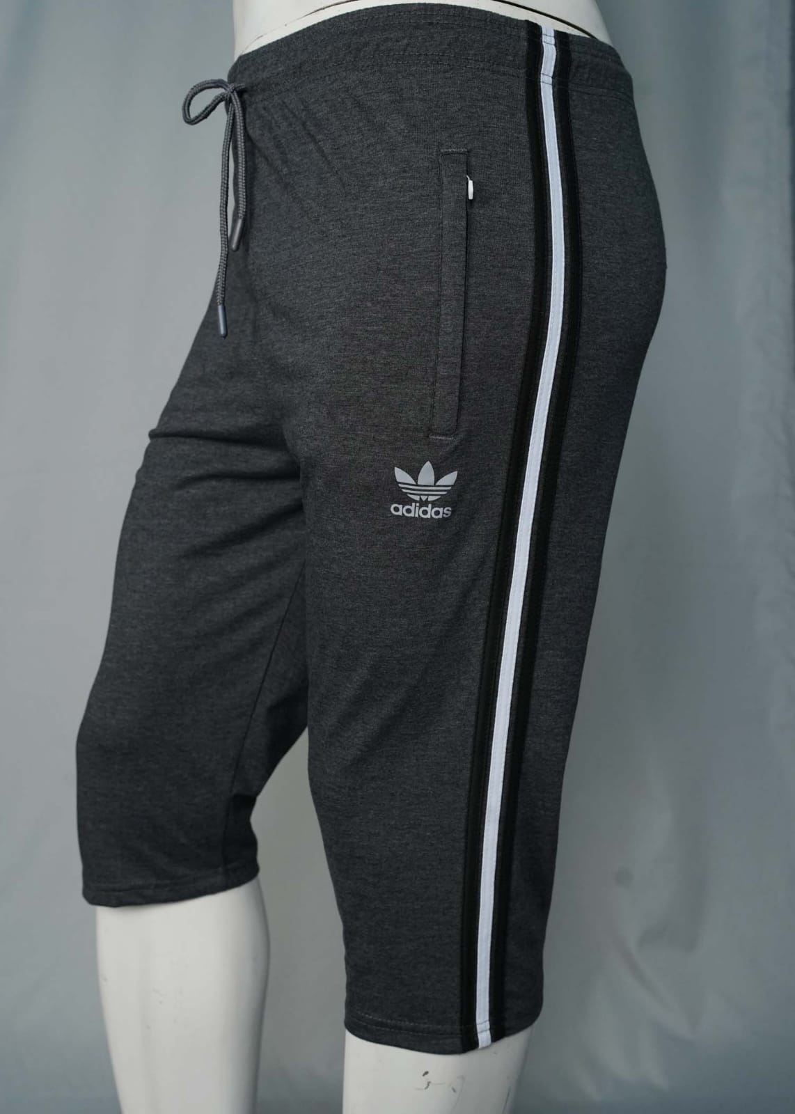 Mens Grey 3 Quarter Shorts Adidas