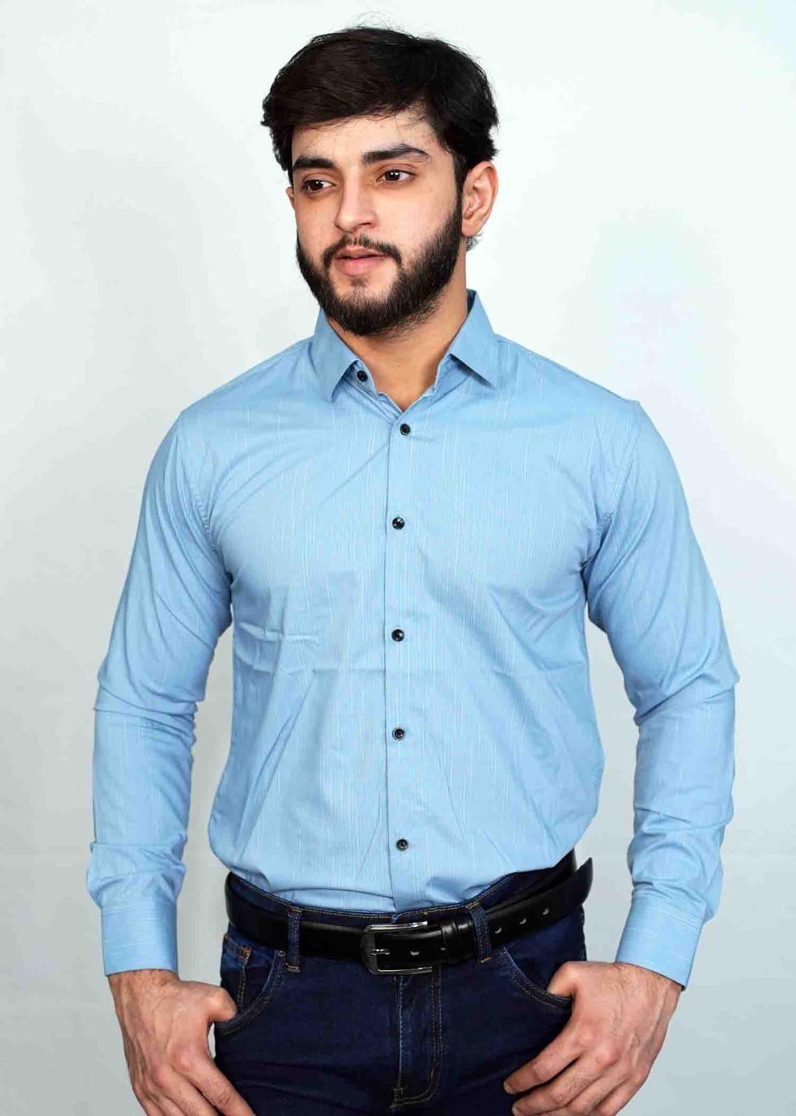 Aqua Blue Trendy Cotton Shirt