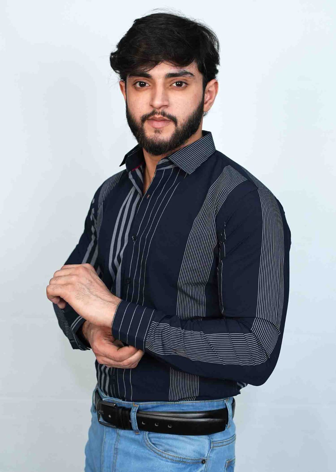 Trendy Navy Bold Stripers Shirt