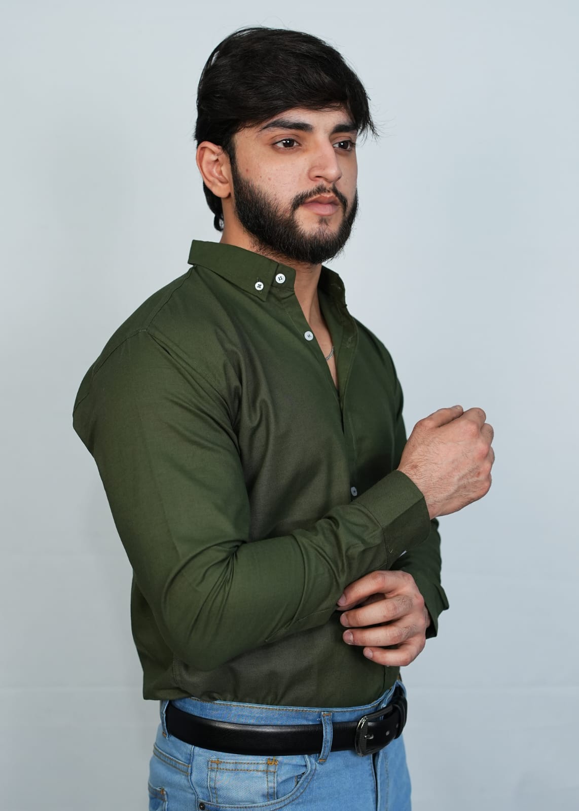 Olive Green Casual Button Down Shirt Olive Green Casual Button Down Shirt