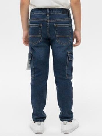 Boys dark blue denim cargo