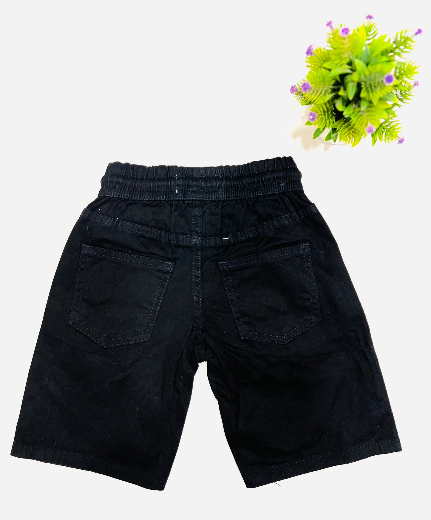 Kids Black Denim Short