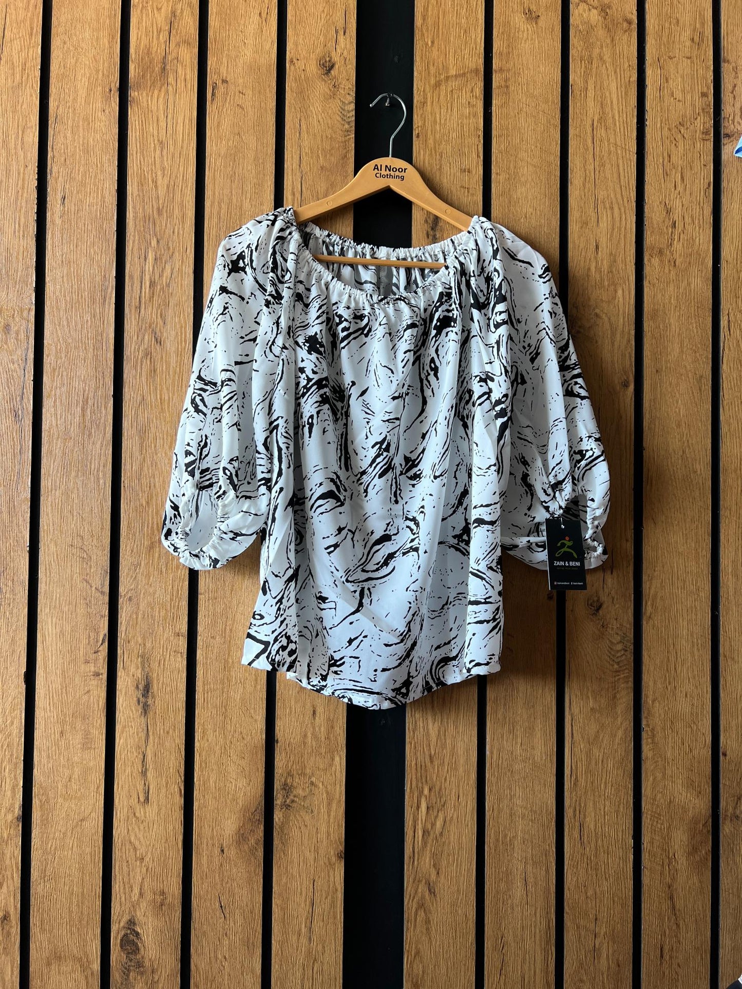 White Printed Western Top