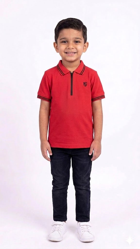 Premium Boys' Zipper Polo Shirt