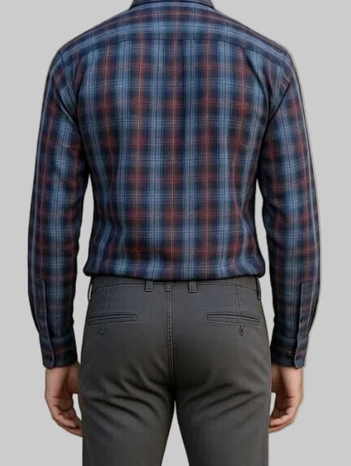 Men’s Premium red and Sky Blue Micro-Grid Shirt
