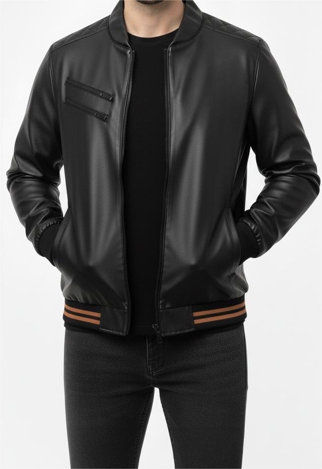 Mens Stylish Black Leather Jacket