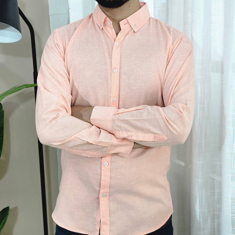 Stylish Peach Casual Plan Shirts