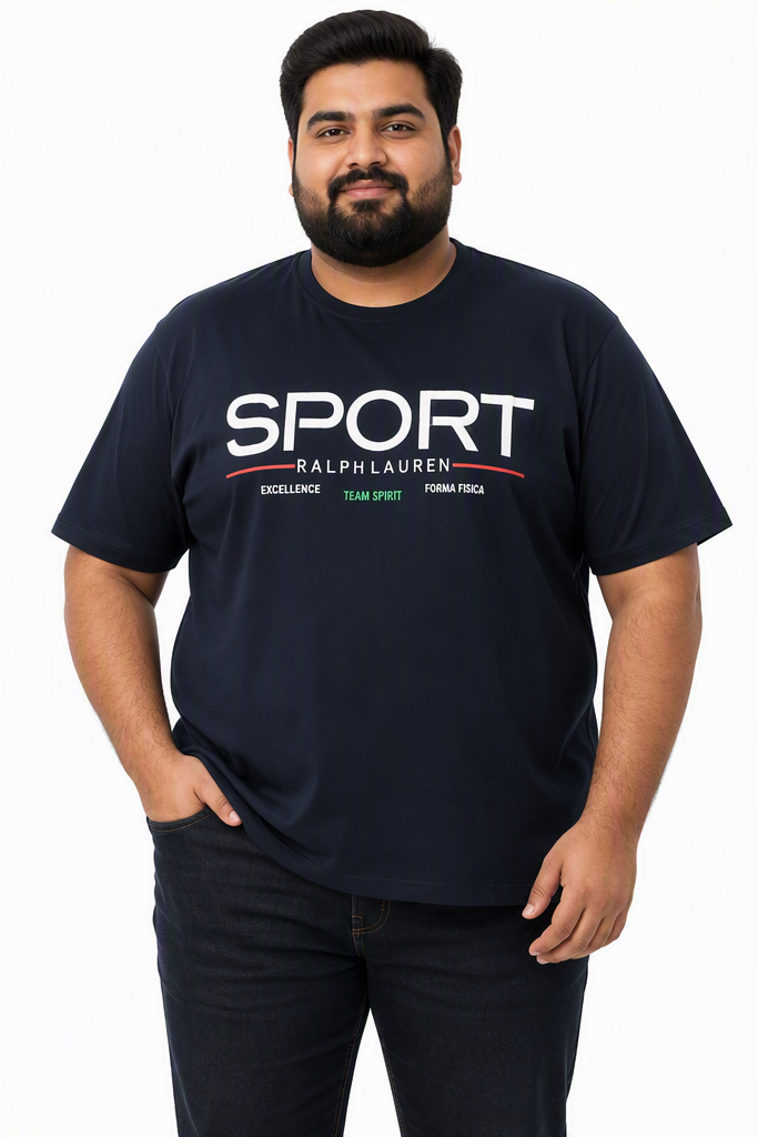 Men's Navy Blue "Sport" Graphic Tee – 3XL Regular Fit