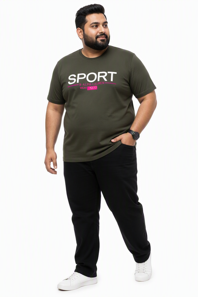 Men's Navy Blue "Sport" Graphic Tee – 3XL Regular Fit