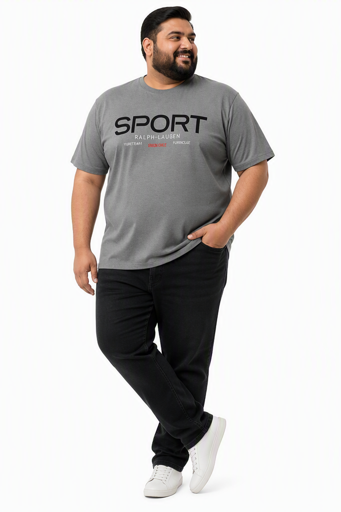 Men's Navy Blue "Sport" Graphic Tee – 3XL Regular Fit