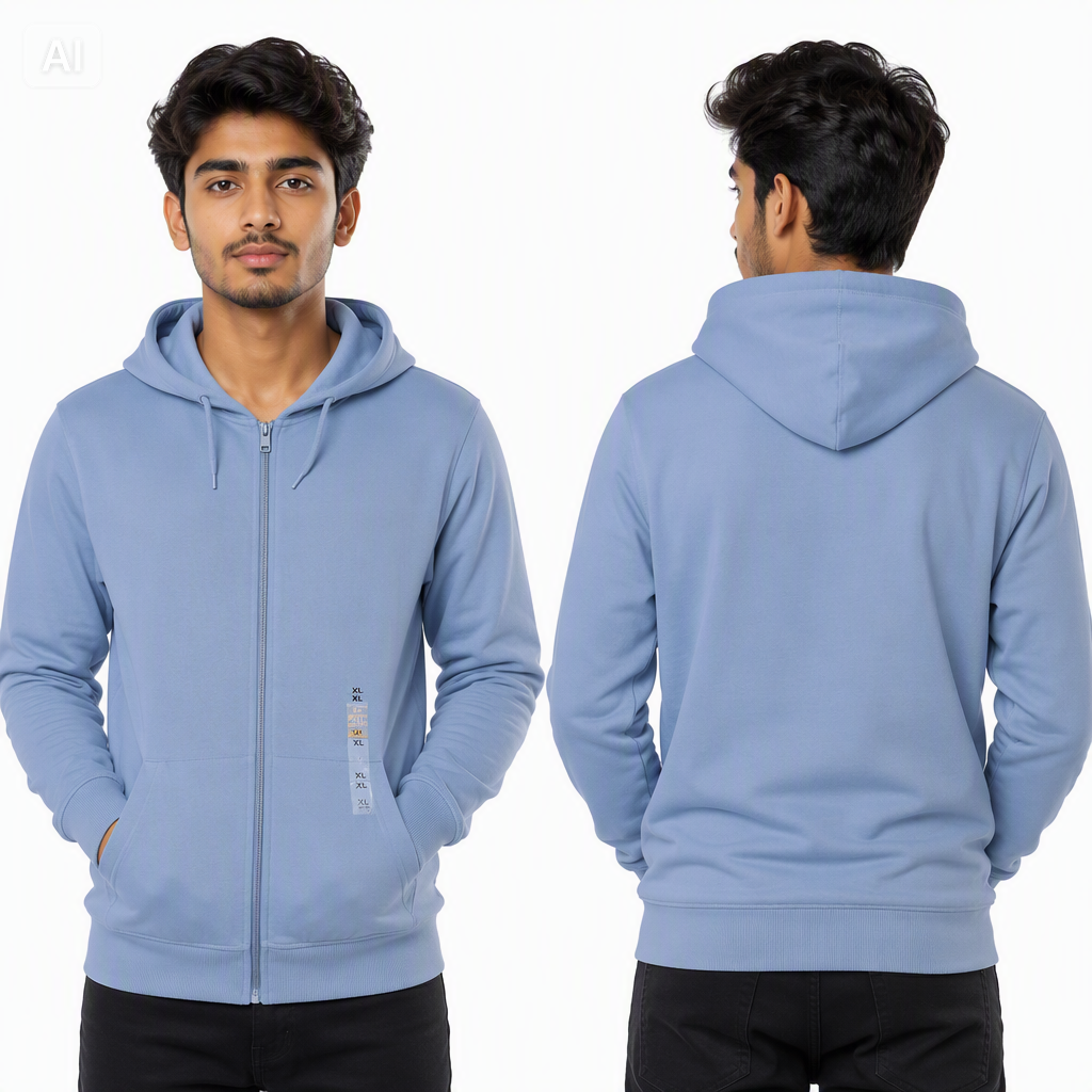 Al Noor Men’s Cozy Hooded Winter Zip-Up Upper