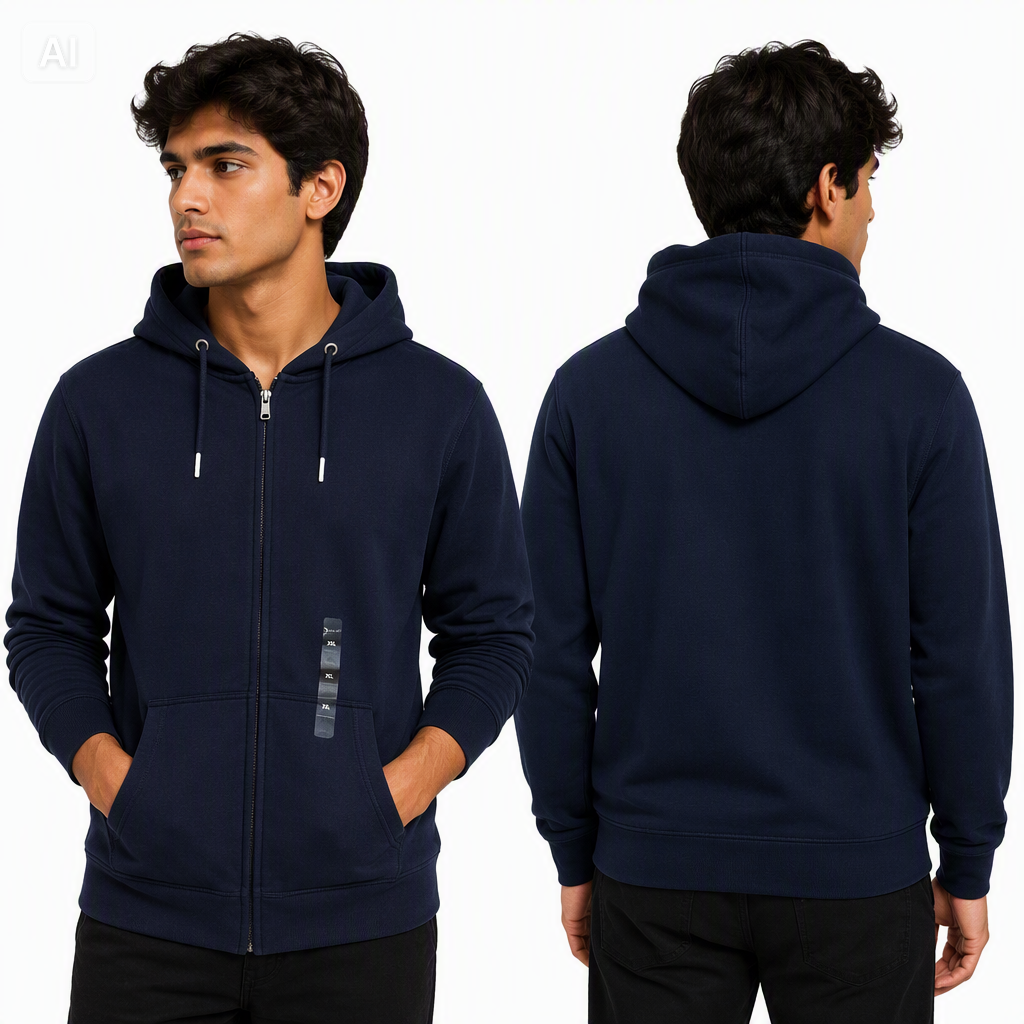 Al Noor Men’s Cozy Hooded Winter Zip-Up Upper
