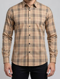 Men’s Heritage Camel and Black Checkered Plaid Shirt