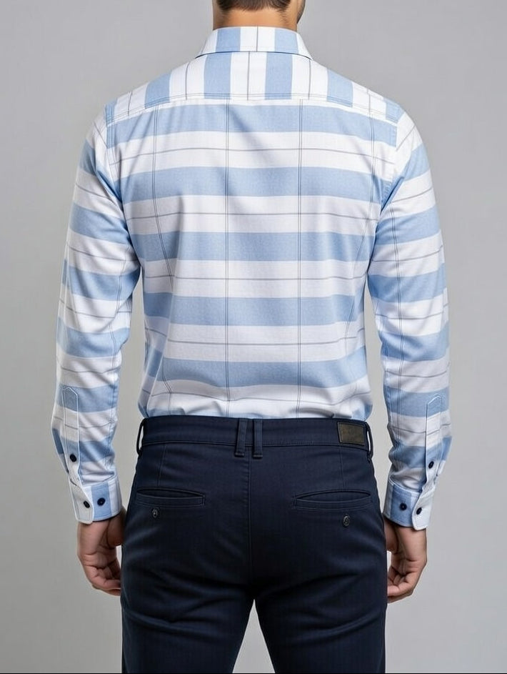 Men’s Slim-Fit light blue and white striped Shirt