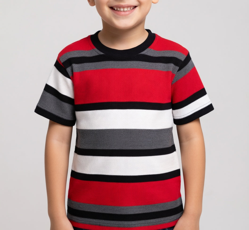 Premium Kids Striped Waffle Knit T-Shirt