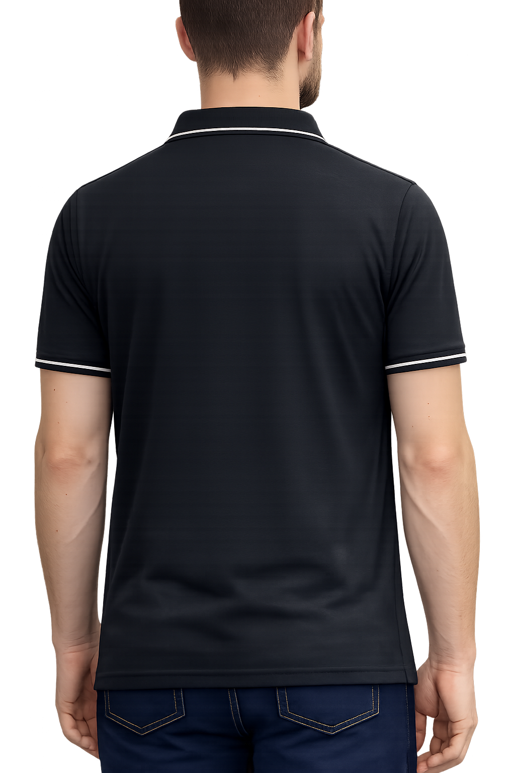 Classic Fit Black Short-Sleeve Black Tipped Monogram Polo