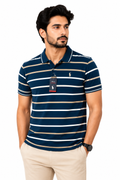 Men’s Premium Cotton-Style Striped Polo