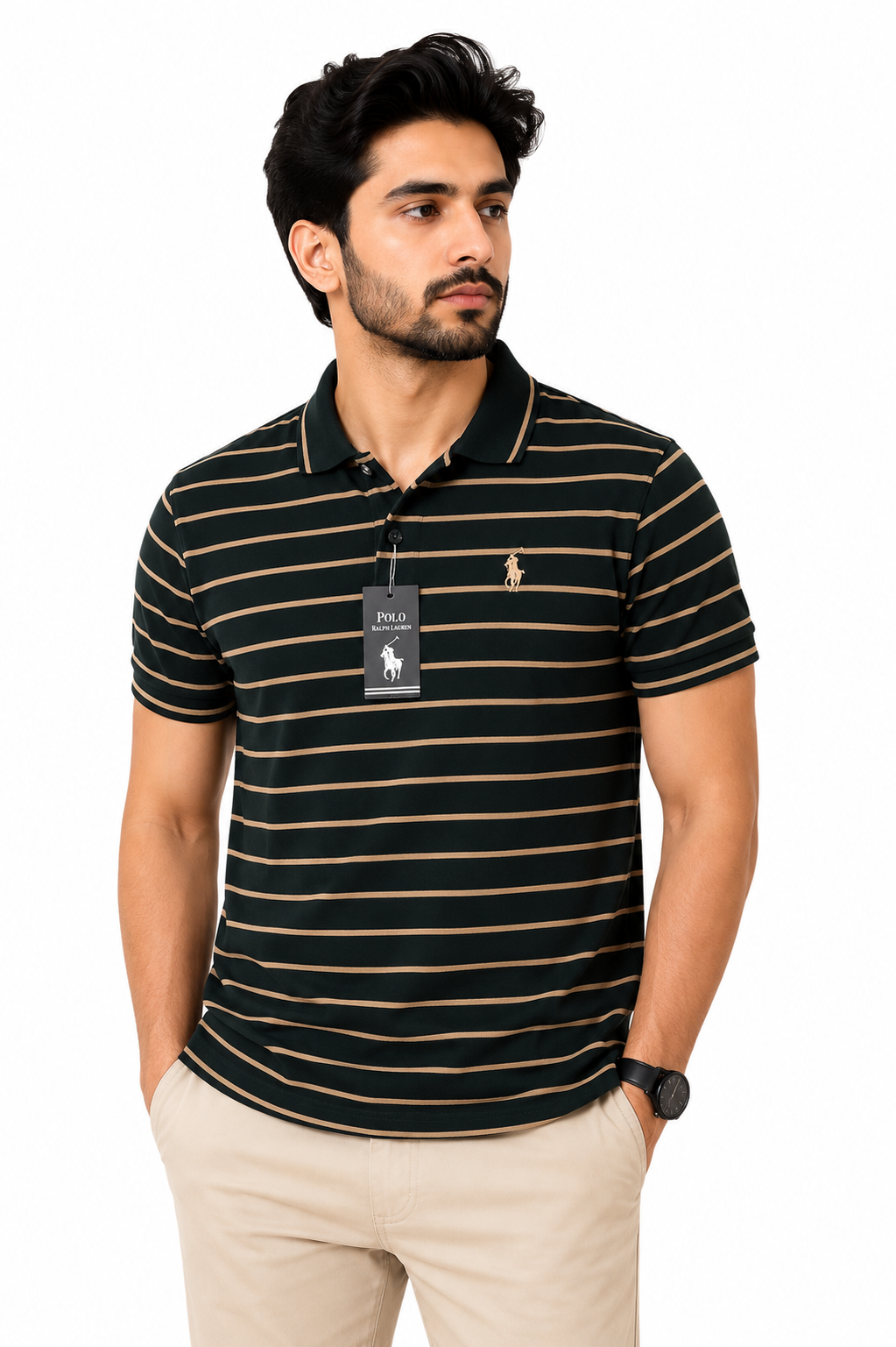 Men’s Premium Cotton-Style Striped Polo