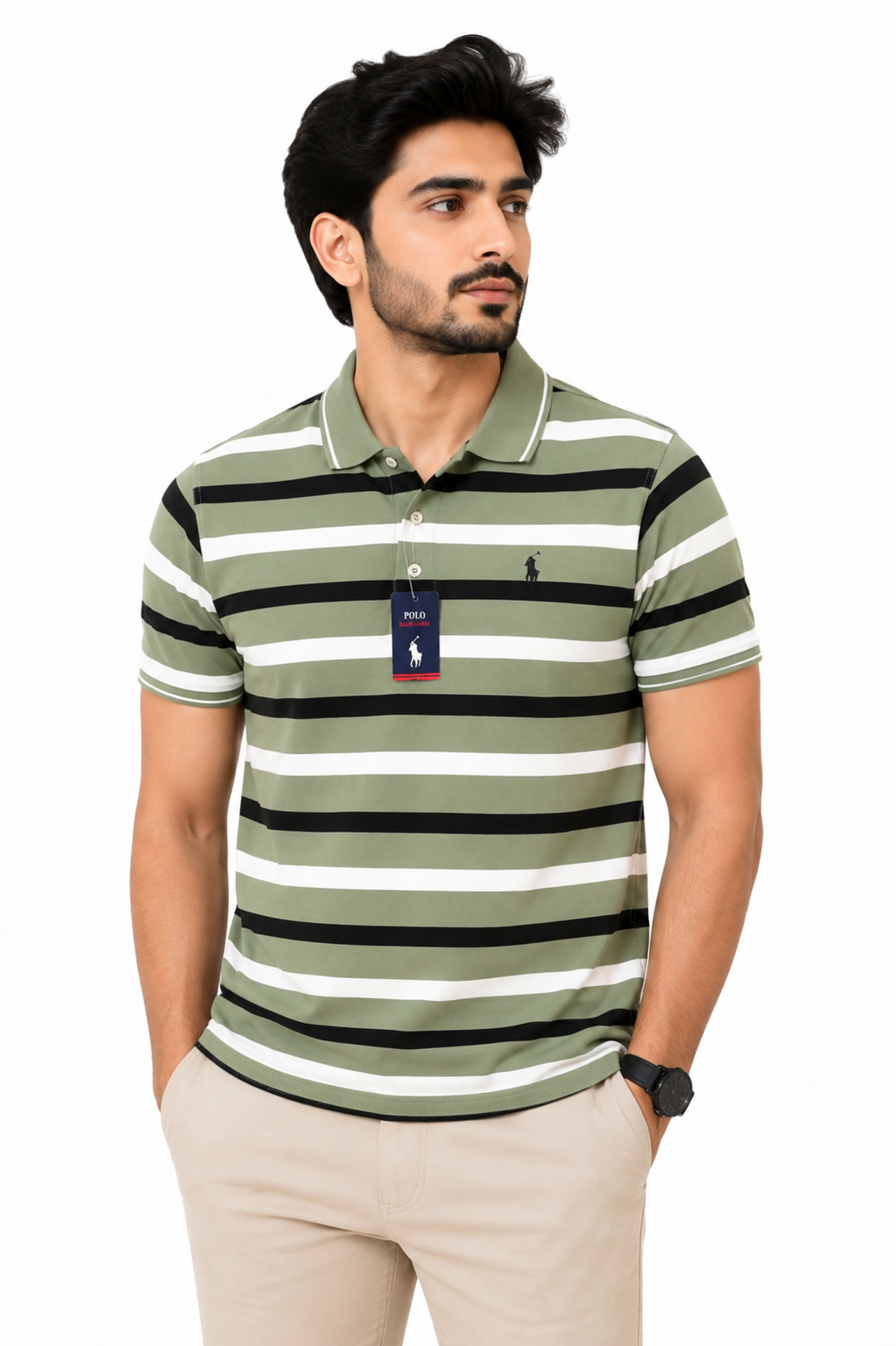 Men’s Premium Cotton-Style Striped Polo
