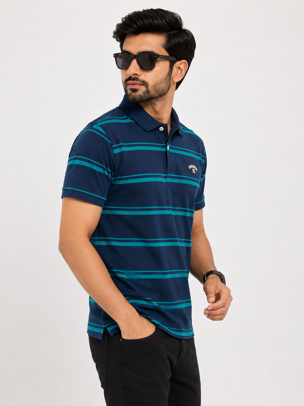 Cotton-Style Striped Polo