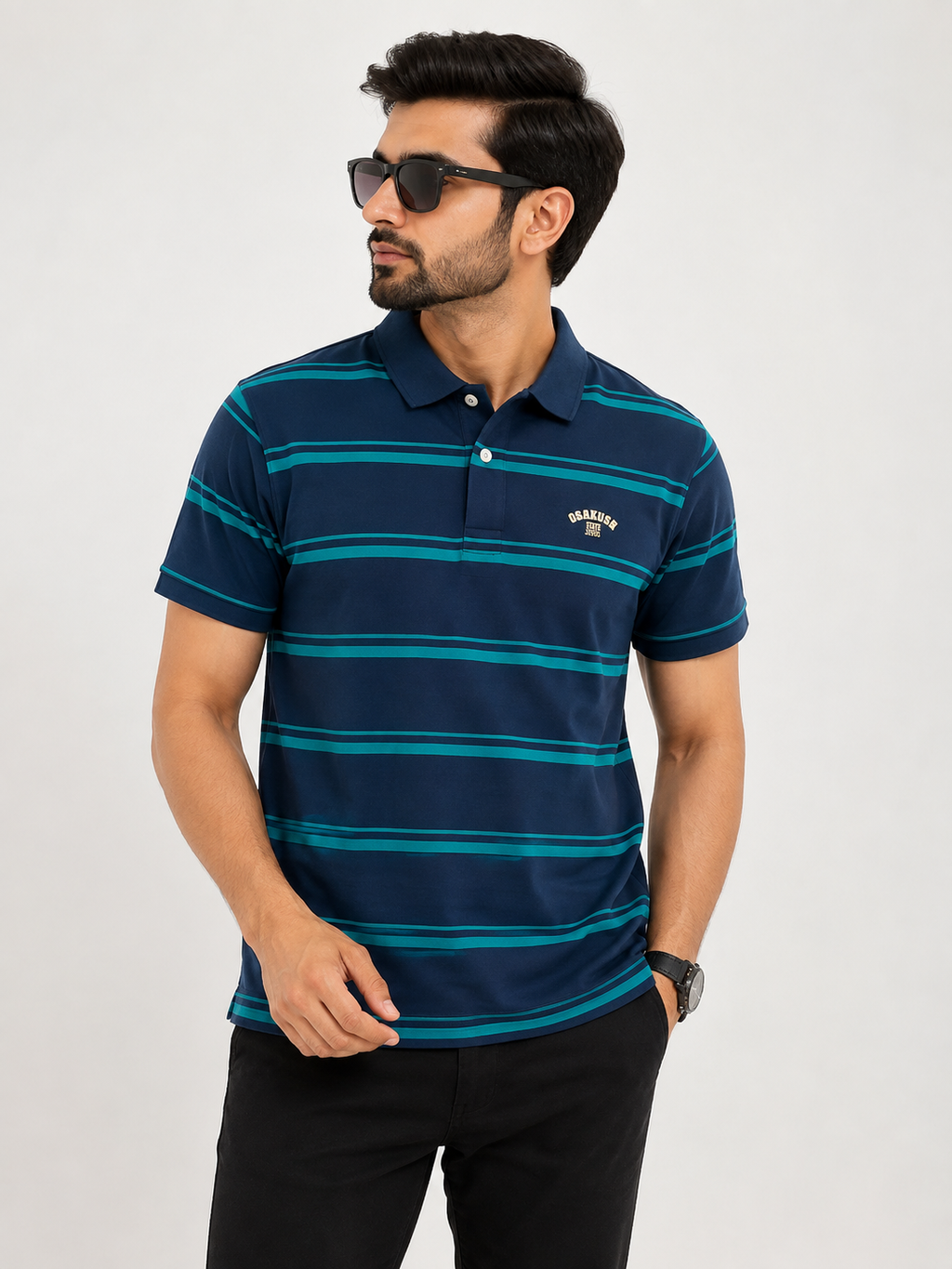 Cotton-Style Striped Polo