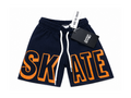 Boys' Navy Blue Casual Shorts – Bold "SKATE" Graphic Print