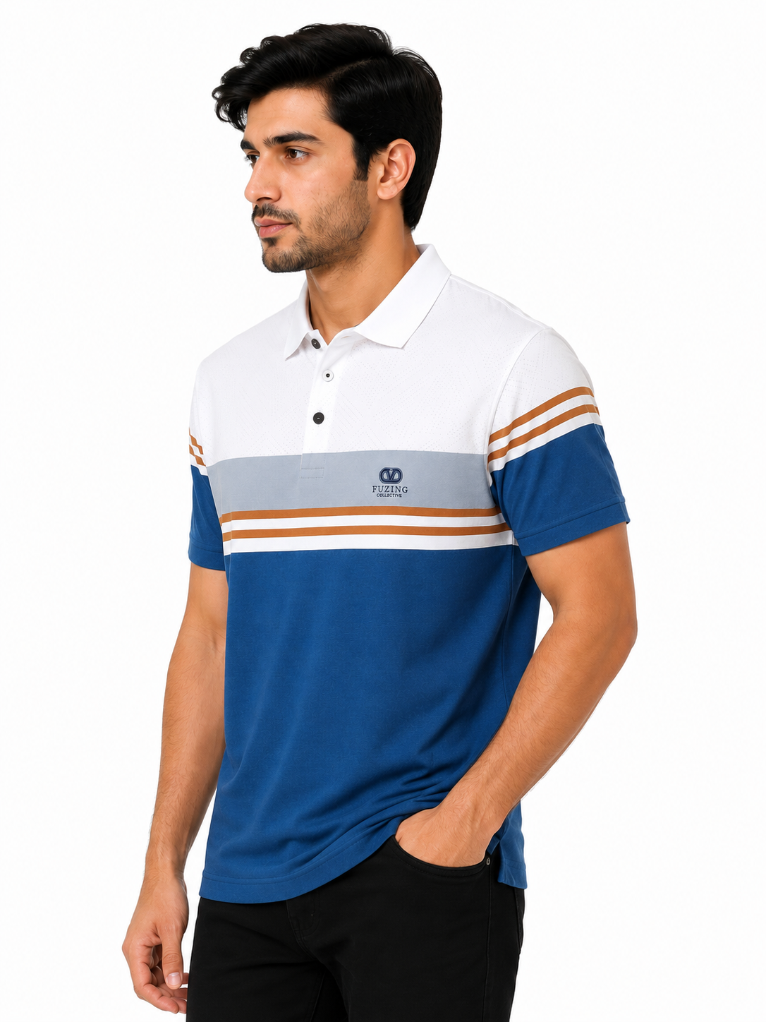 Smart-Casual Men's Polo with Stripe Detailing