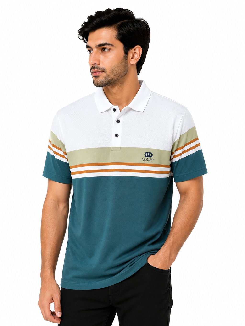 Smart-Casual Men's Polo with Stripe Detailing