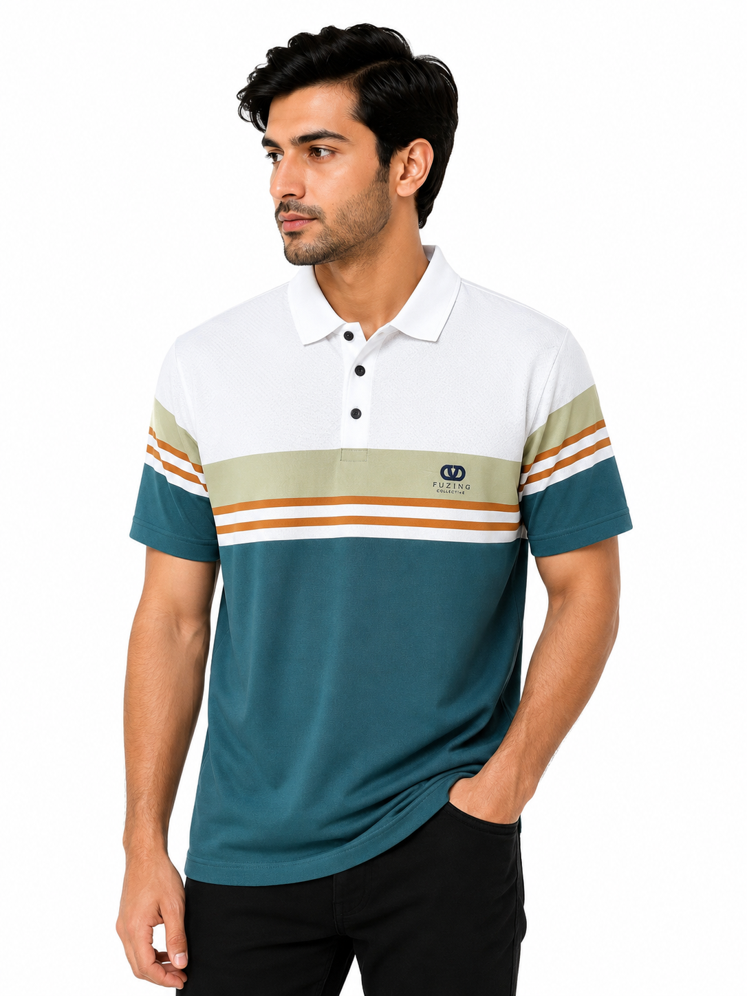 Smart-Casual Men's Polo with Stripe Detailing