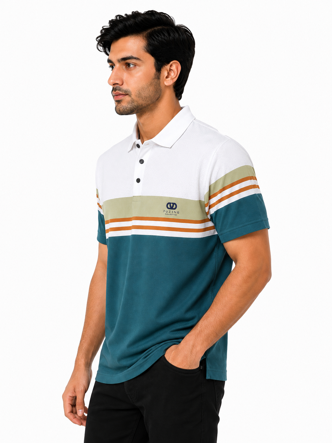 Smart-Casual Men's Polo with Stripe Detailing