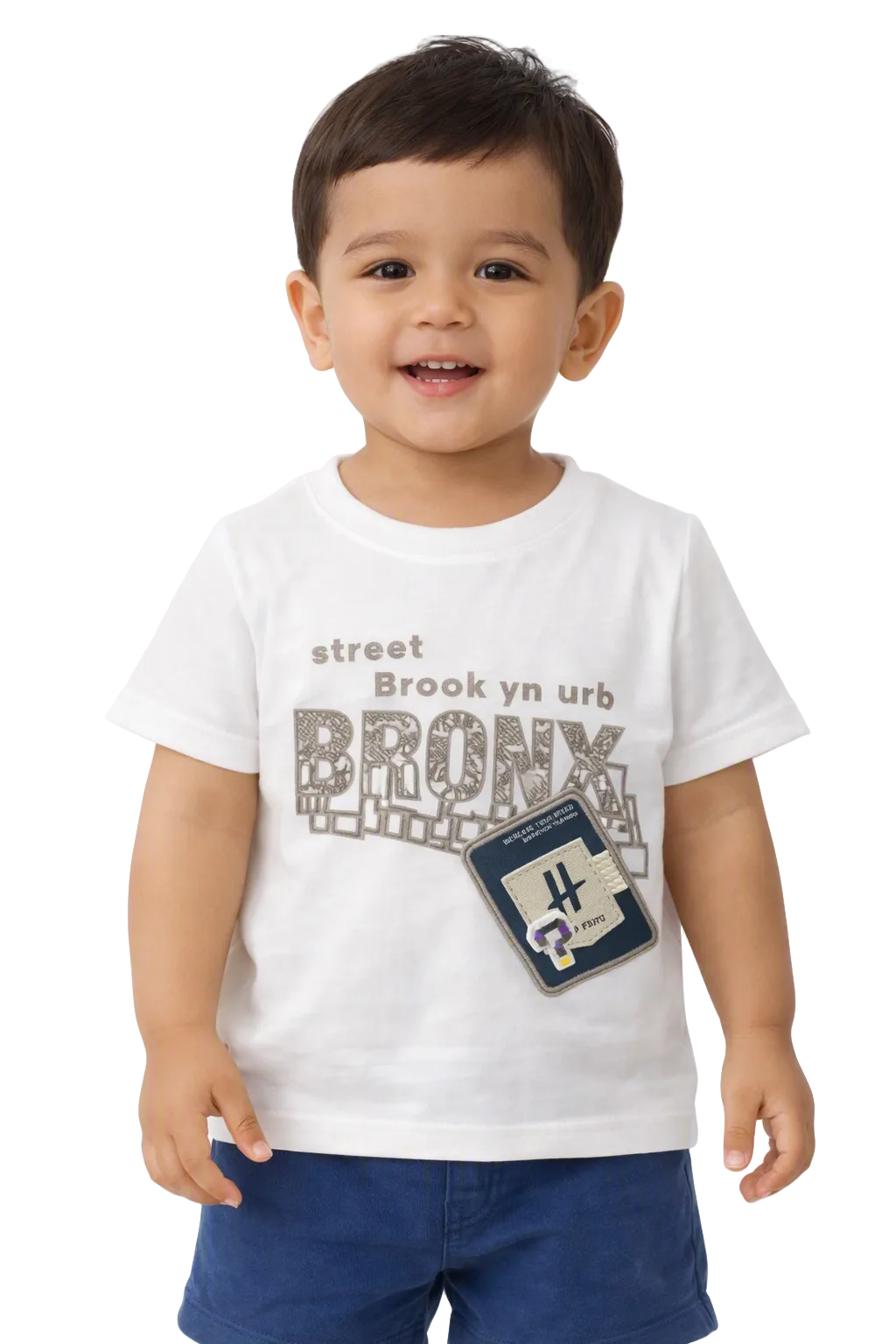 Boys "Brooklyn" Typography & Patch Applique T-Shirt