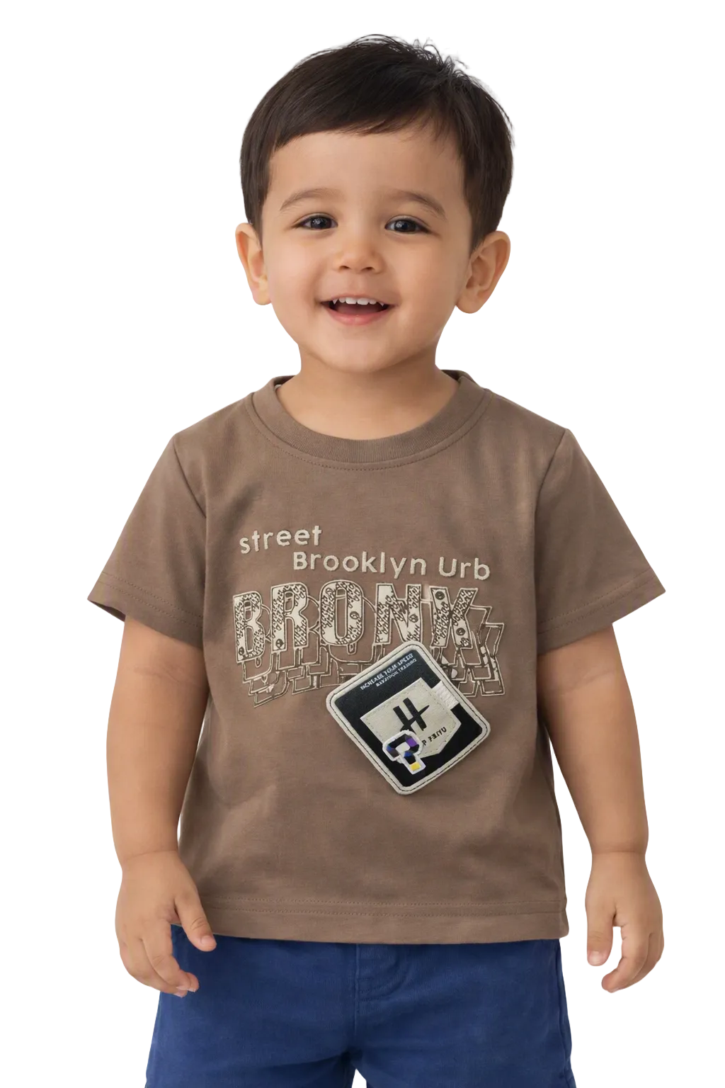 Boys "Brooklyn" Typography & Patch Applique T-Shirt