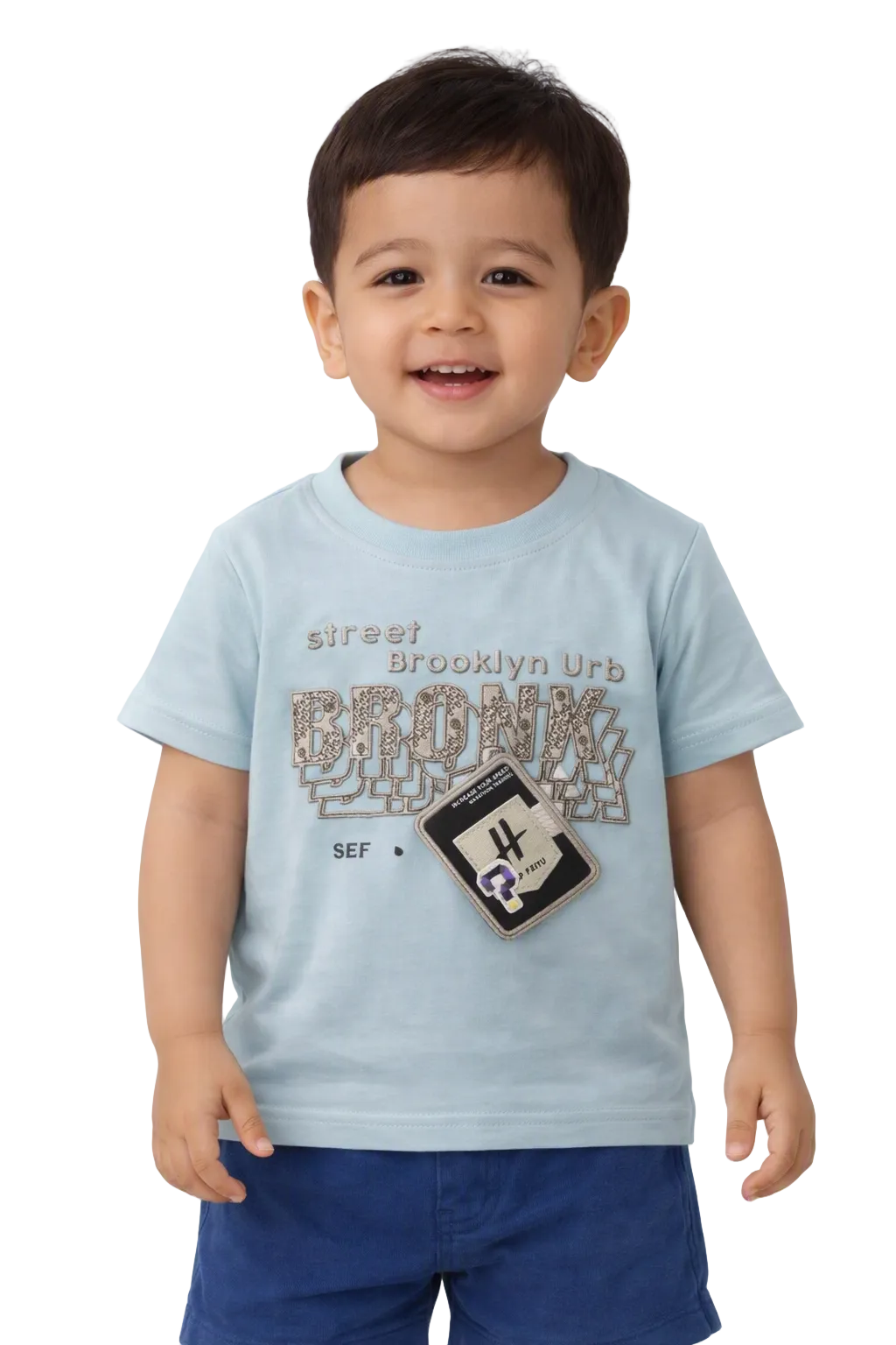 Boys "Brooklyn" Typography & Patch Applique T-Shirt