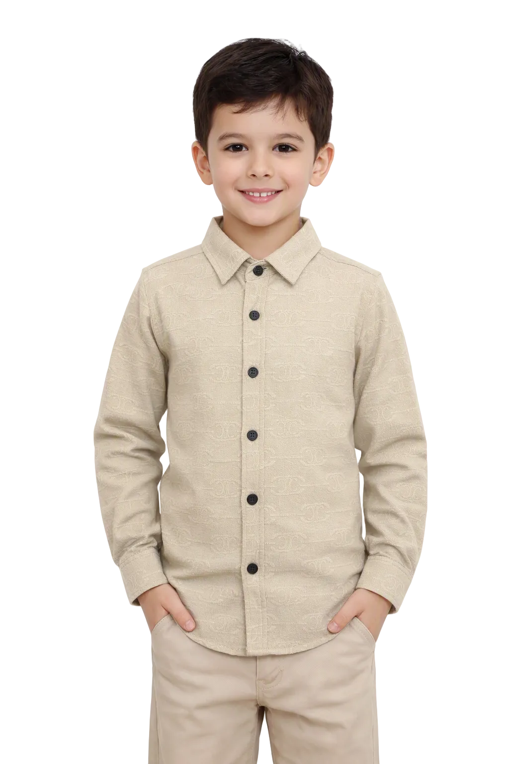 Boys Jacquard Monogram Button-Down Shirt