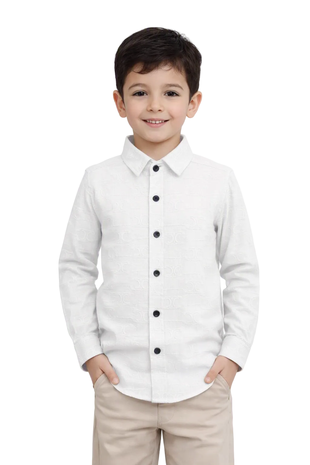 Boys Jacquard Monogram Button-Down Shirt