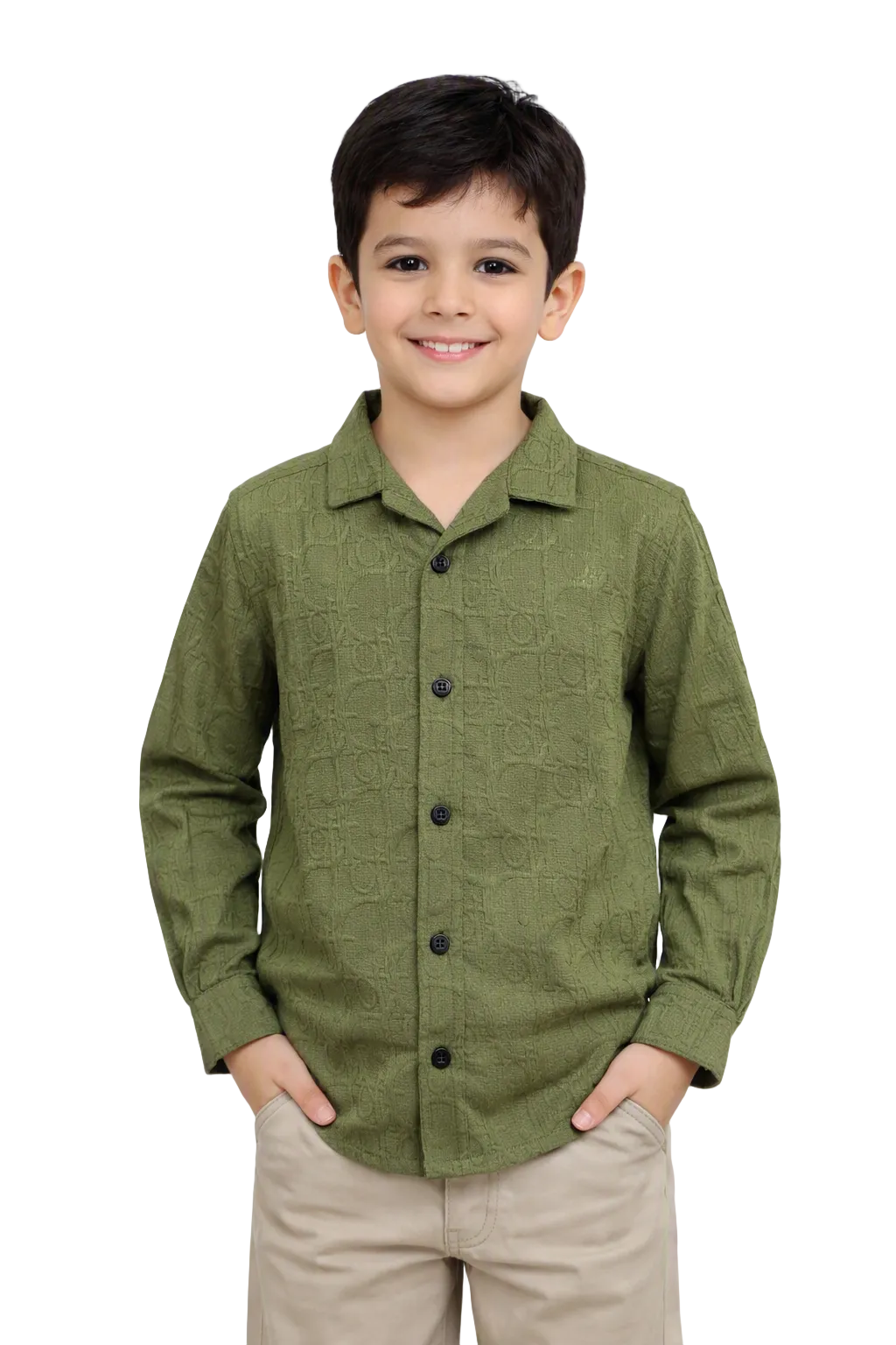 Kids Cuban Collar Textured Summer Shirt