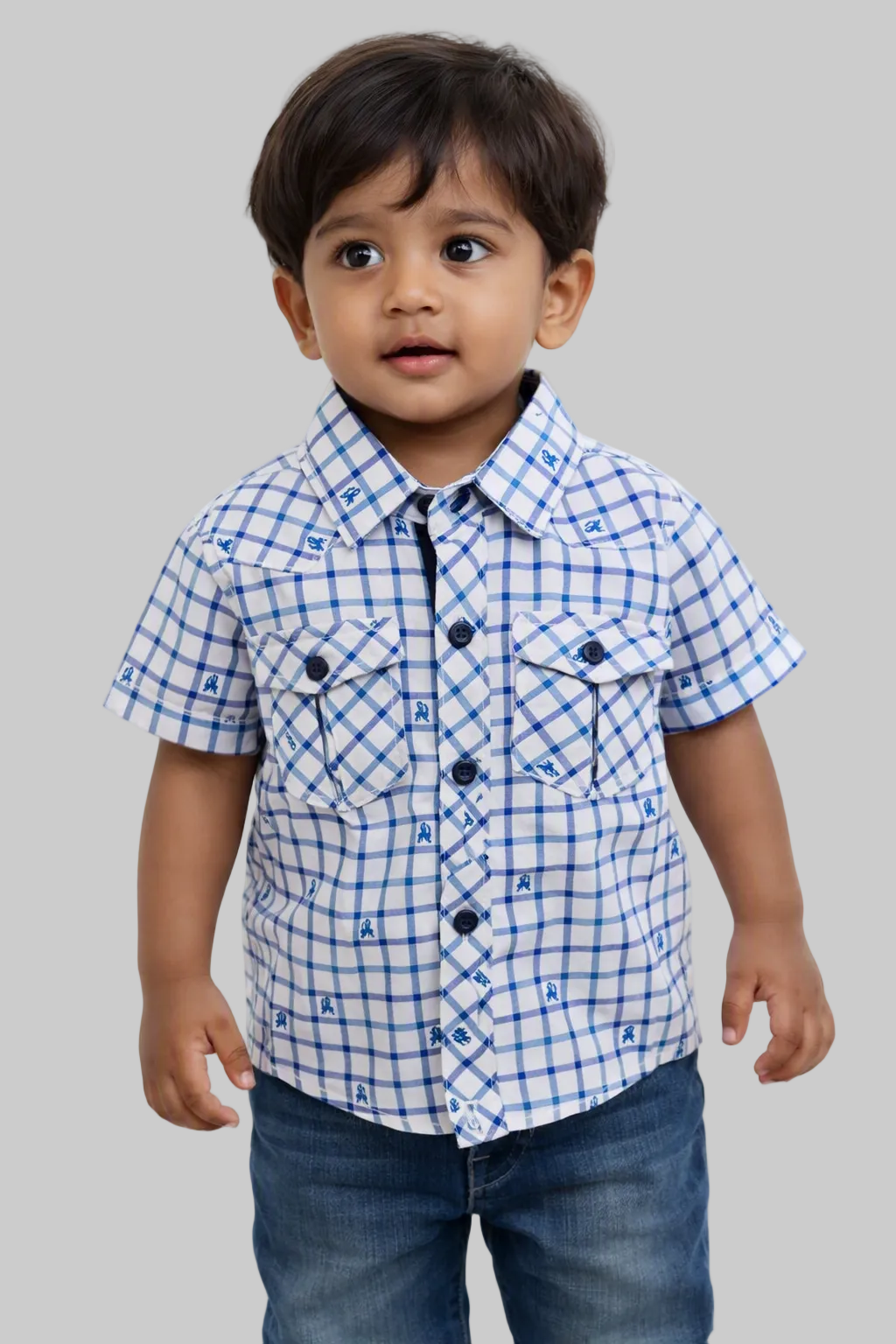 Checkered Short-Sleeve Shirts for Little Boys