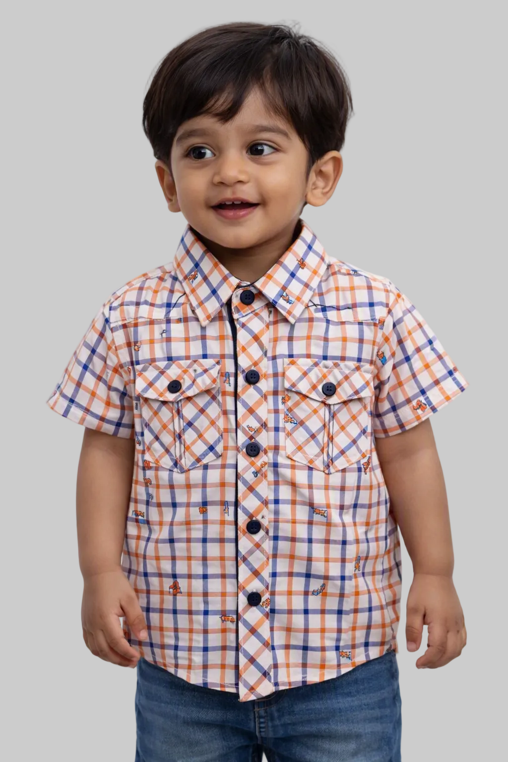 Checkered Short-Sleeve Shirts for Little Boys