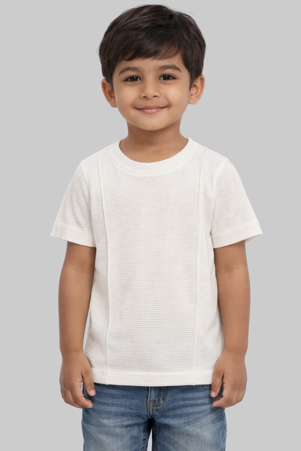 Kids' Textured Waffle Knit Casual T-Shirt