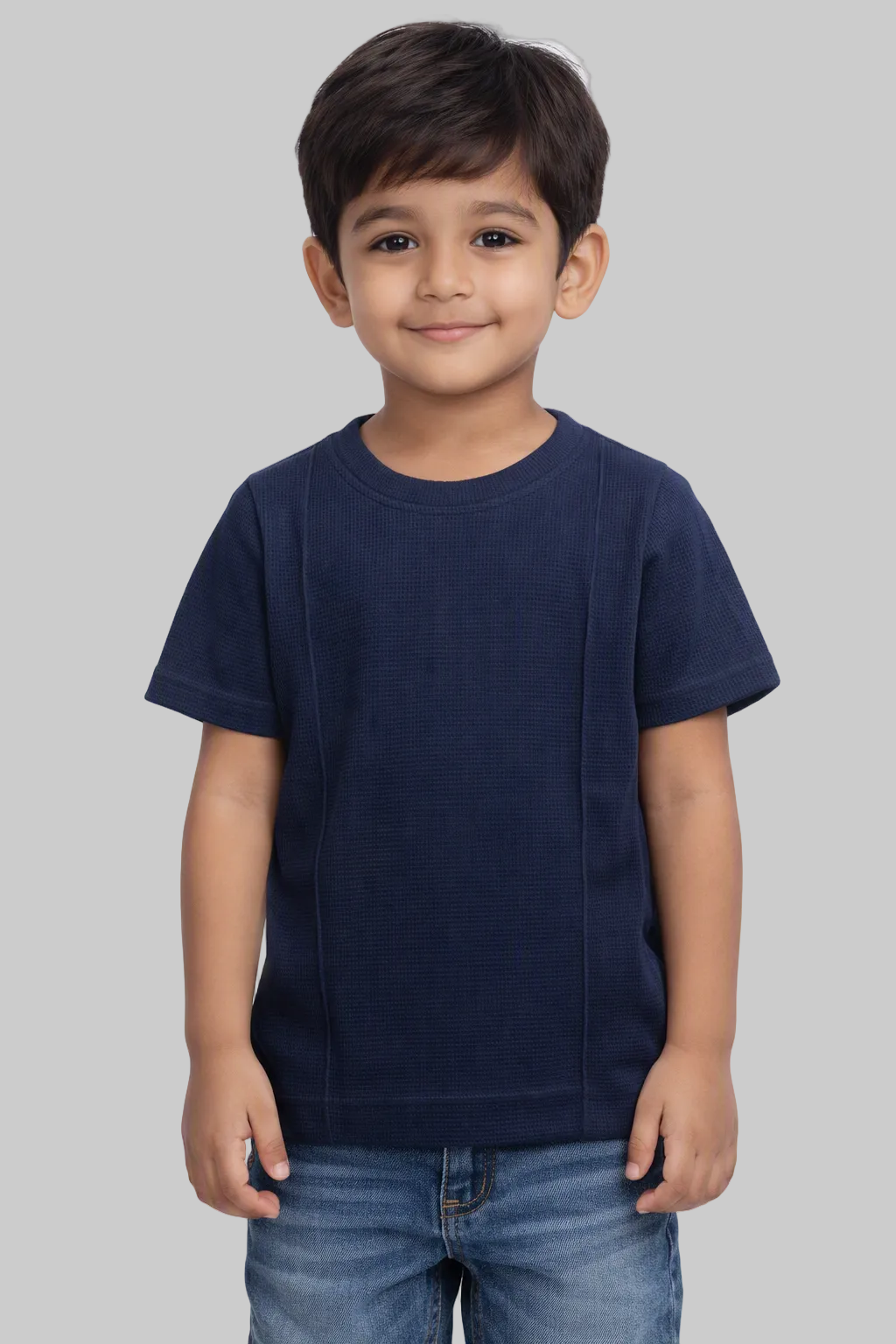 Kids' Textured Waffle Knit Casual T-Shirt