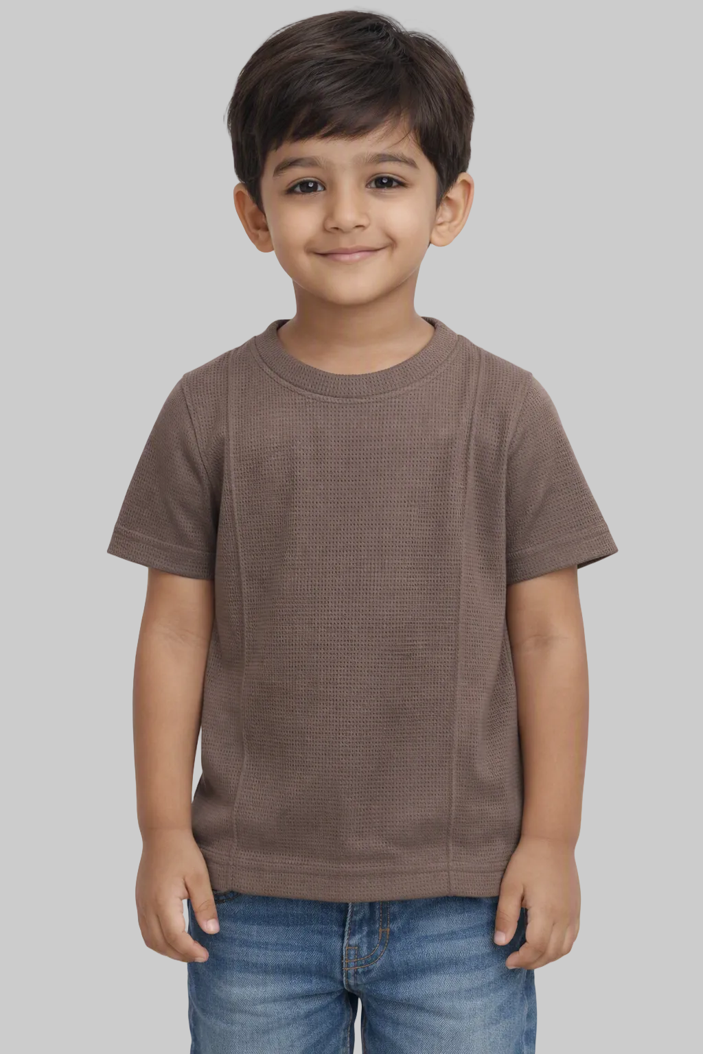 Kids' Textured Waffle Knit Casual T-Shirt