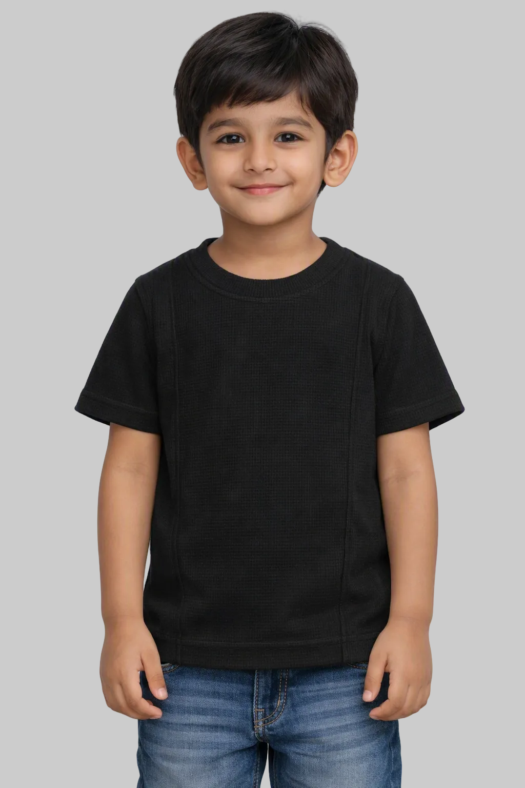 Kids' Textured Waffle Knit Casual T-Shirt